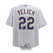Christian Yelich Autographed YELI Milwaukee Majestic Pinstripe Baseball Jersey - JSA