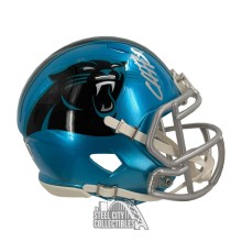 Chuba Hubbard Autographed Carolina Panthers Flash Mini Football Helmet - BAS