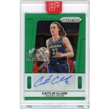 Caitlin Clark 2025 Panini Prizm WNBA Throwback Green Autograph Card #TB-CC