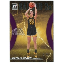 Caitlin Clark 2024 Panini Collection Raining 3s Purple Rookie Card #R2 09/10