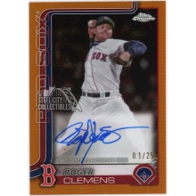 Roger Clemens 2025 Topps Chrome Orange Refractor Autograph Card #CLA-RCL 1/25