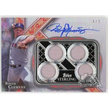 Roger Clemens 2022 Topps Sterling Strikes Red Quad Jersey Autograph Card #STAR-RCL 4/5