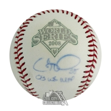 Cole Hamels 08 WS MVP Autographed Official World Series Baseball - BAS (Faded Auto)