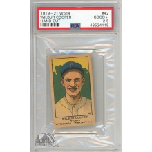 Wilbur Cooper 1919-21 W514 Hand Cut Card #42 PSA 2.5 Good+
