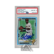 Oneil Cruz 2021 Bowman 1st Edition Sky Blue Autograph Card #BFE-24 PSA/DNA 10
