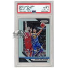 Stephen Curry 2018-19 Panini Prizm Silver Autograph #222 PSA 9 AUTO 10