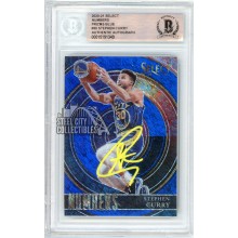 Stephen Curry 2020-21 Panini Select Numbers Blue Autograph Card #30 BAS (Yellow)