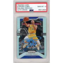 Stephen Curry 2019-20 Panini Prizm Silver Autograph Card #98 PSA/DNA 10 (Blue)