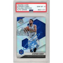 Stephen Curry 2020-21 Panini Mosaic Silver Autograph Card #175 PSA/DNA 10 (Blue)