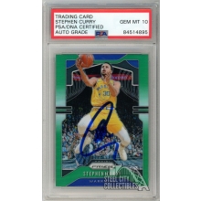 Stephen Curry 2019-20 Panini Prizm Autograph Green Prizm Card #98 - PSA/DNA 10