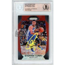 Stephen Curry 2017-18 Panini Prizm Ruby Wave Autograph Card #41 BAS (Yellow)