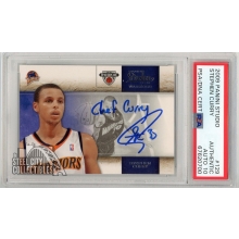 Stephen Curry 2009-10 Panini Studio Autograph "Chef Curry" Rookie Card #129 PSA Authentic PSA/DNA 10