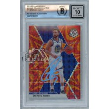 Stephen Curry 2019-20 Panini Mosaic Orange Reactive Autograph Card #70 BAS 10 (Blue)