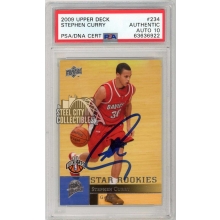 Stephen Curry 2009-10 Upper Deck Star Rookies Autograph Card #234 PSA Authentic PSA/DNA 10
