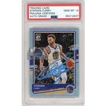 Stephen Curry 2020-21 Panini Donruss Optic Holo Autograph Card #17 PSA/DNA 10 (Blue)