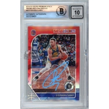 Stephen Curry 2019-20 Panini Hoops Premium Stock Red Cracked Ice Autograph Card #59 BAS 10 (Blue)