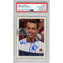 Stephen Curry 2009-10 Topps Autograph "Baby Faced Assassin" Rookie Card #321 PSA Authentic PSA/DNA 10