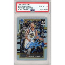Stephen Curry 2017-18 Panini Donruss Optic Holo Autograph Card #46 PSA/DNA 10 (Blue)
