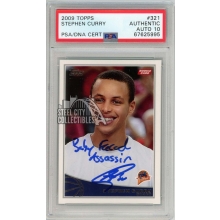 Stephen Curry 2009-10 Topps Autograph "Baby Faced Assassin" Rookie Card #321 PSA Authentic PSA/DNA 10