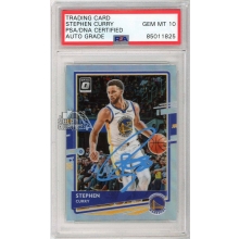 Stephen Curry 2020-21 Panini Donruss Optic Holo Autograph Card #17 PSA/DNA 10 (Light Blue)