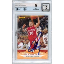 Stephen Curry 2009-10 Panini Autograph Rookie Card #372 BGS 9 BAS 10