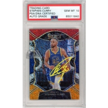 Stephen Curry 2020-21 Panini Select Red White Orange Shimmer Autograph Card #57 PSA/DNA 10 (Yellow)