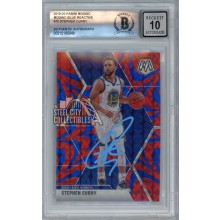 Stephen Curry 2019-20 Panini Mosaic Blue Reactive Autograph Card #70 BAS 10 (Blue)