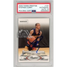 Stephen Curry 2009-10 Panini Prestige Autograph Rookie Card #157 PSA Authentic PSA/DNA 10