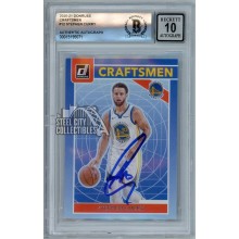 Stephen Curry 2020-21 Panini Donruss Craftsmen Autograph Card #12 BAS 10