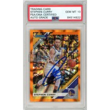Stephen Curry 2019-20 Panini Donruss Orange Laser Autograph Card #64 PSA/DNA 10