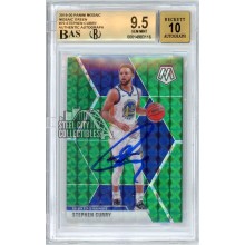 Stephen Curry 2019-20 Panini Mosaic Green Autograph Card #70 BGS 9.5 BAS 10