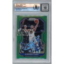Stephen Curry 2020-21 Panini Prizm Green Autograph Card #159 BAS 10 (Blue)