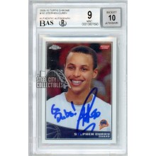 Stephen Curry 2009-10 Topps Chrome Autograph "Go Dubs!" Rookie Card #101 /999 BGS 9 BAS 10