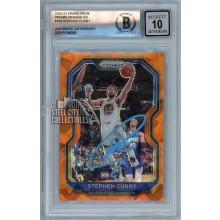 Stephen Curry 2020-21 Panini Prizm Orange Ice Autograph Card #159 BAS 10 (Blue)
