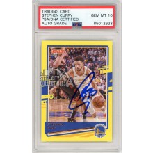 Stephen Curry 2020-21 Panini Donruss Yellow Autograph Card #41 PSA/DNA 10
