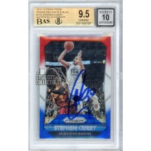 Stephen Curry 2015-16 Panini Prizm Red White Blue Autograph Card #170 BGS 9.5 BAS 10