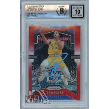 Stephen Curry 2019-20 Panini Prizm Ruby Wave Autograph Card #98 BAS 10 (Blue)