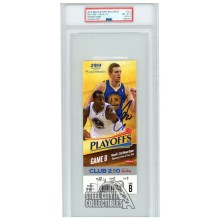 Stephen Curry Autographed 2014 NBA Playoffs Round 1 Game 4 Ticket PSA 8 PSA/DNA 9