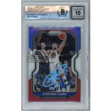 Stephen Curry 2020-21 Panini Prizm Red White Blue Autograph Card #159 BAS 10 (Blue)
