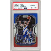 Stephen Curry 2020-21 Panini Prizm Red White Blue Autograph Card #159 PSA/DNA 10
