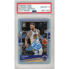 Stephen Curry 2020-21 Panini Donruss Optic Holo Autograph Card #17 PSA/DNA 10 (Light Blue)