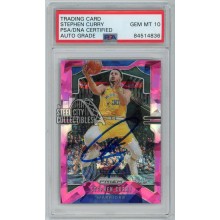 Stephen Curry 2019-20 Panini Prizm Pink Ice Autograph Card #98 PSA/DNA 10