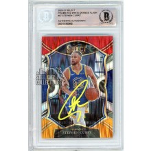 Stephen Curry 2020-21 Panini Select Red White Orange Flash Autograph Card #57 BAS (Yellow)