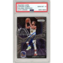 Stephen Curry 2020-21 Panini Prizm Dominance Autograph Card #24 PSA/DNA 10