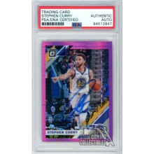 Stephen Curry 2019-20 Panini Donruss Optic Pink Hyper Autograph Card #8 PSA/DNA