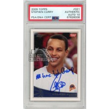 Stephen Curry 2009-10 Topps Autograph "All Time 3pt Champ" Rookie Card #321 PSA Authentic PSA/DNA 10