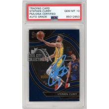 Stephen Curry 2020-21 Panini Select Blue Retail Autograph Card #204 PSA/DNA 10 (Blue)
