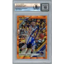 Stephen Curry 2019-20 Panini Donruss Holo Orange Laser Autograph Card #64 BAS 10