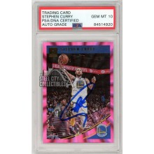 Stephen Curry 2018-19 Panini Donruss Pink Laser Autograph Card #2 45/79 PSA/DNA 10