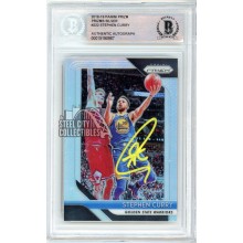 Stephen Curry 2018-19 Panini Prizm Silver Autograph Card #222 BAS (Yellow)